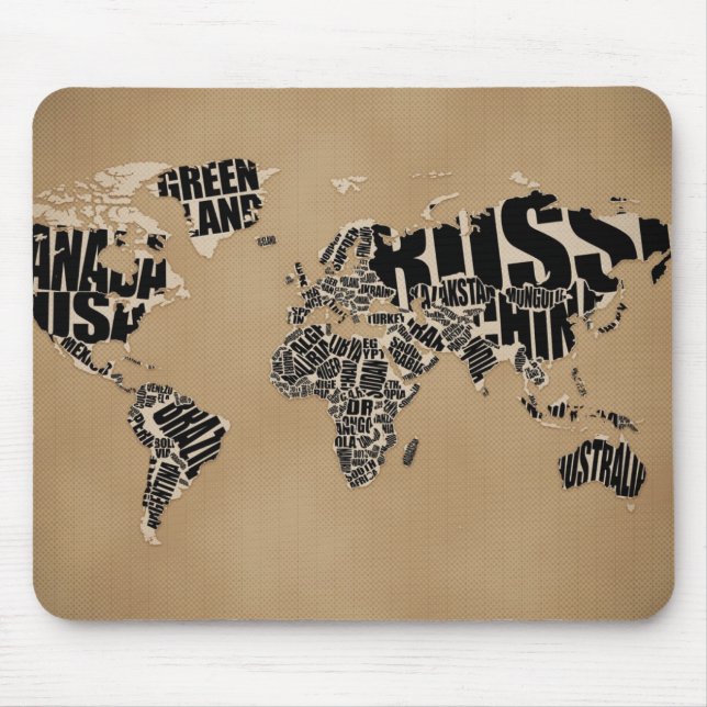 Typografische Weltkarte Mousepad (Vorne)