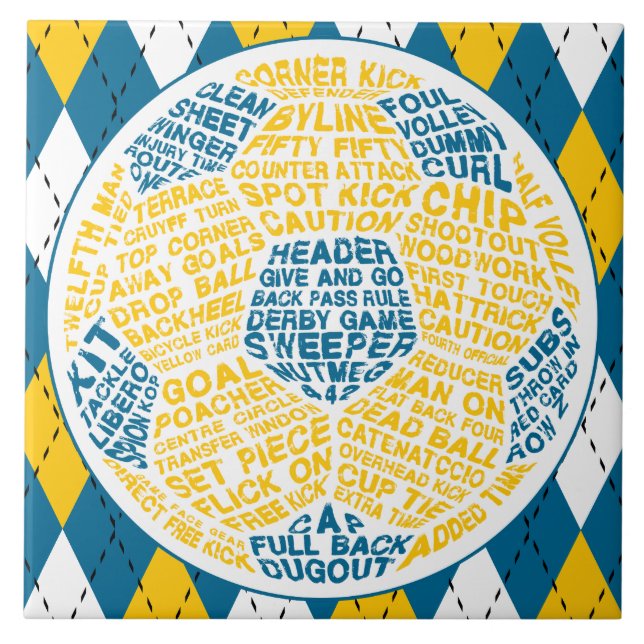 Typografischer Fußballball Fliese (Vorderseite)