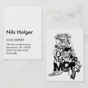 Typografischer, moderner, Nur-Typ-Pug Visitenkarte