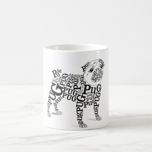 Typografischer Mops Tasse (Mittel)