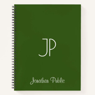 Typografischer Name Monogram Forest Green Softcove Notizbuch