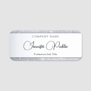 Typografischer Name Tag Silver Glitzer Elegantes S Namensschild