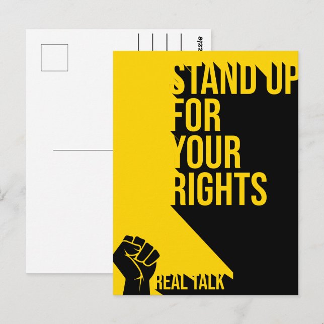 Typografisches Eintreten für Ihre Rechte Postkarte (Vorne/Hinten)