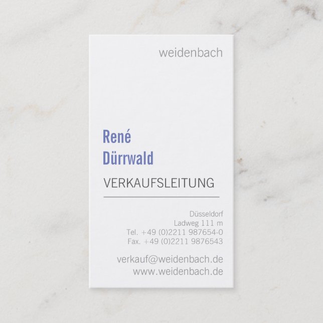 Typografisches Graublau Visitenkarte (Vorderseite)