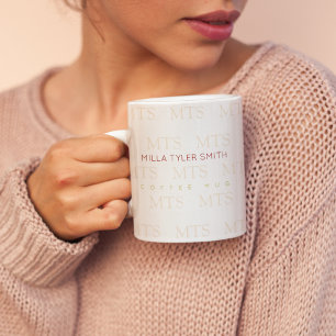 typografisches Muster von Initialen mit Namen, sau Tasse