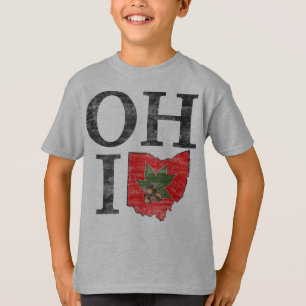 Typografisches Ohio Vintage-Rotes Buckeye-Nuss-Kin T-Shirt