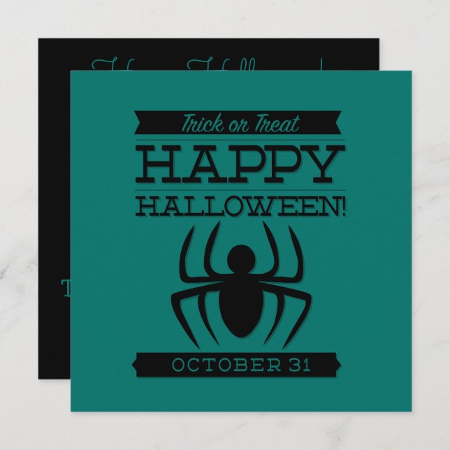 Typografisches Retro Halloween Einladung (Vorne/Hinten)