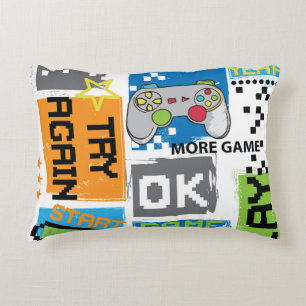 Typografisches Spiel Pixel: spielerischer Hintergr Dekokissen