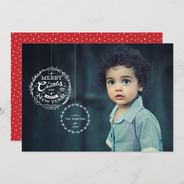 Typografisches Weihnachtsdekor Feiertagskarte (Vorne/Hinten)