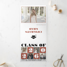 Typografy Class of 2023 Foto Collage Terracotta Dreifach Gefaltete Ankündigung