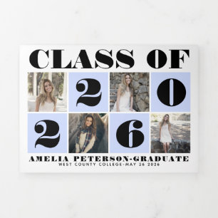 Typografy Class of 2025 Foto Collage blassblau Dreifach Gefaltete Ankündigung