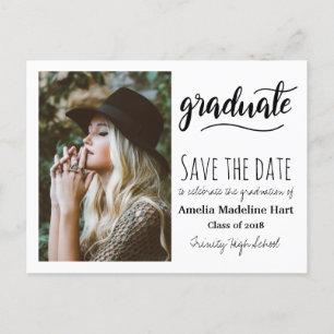 Typografy Graduation Party   Save the Date Foto Postkarte