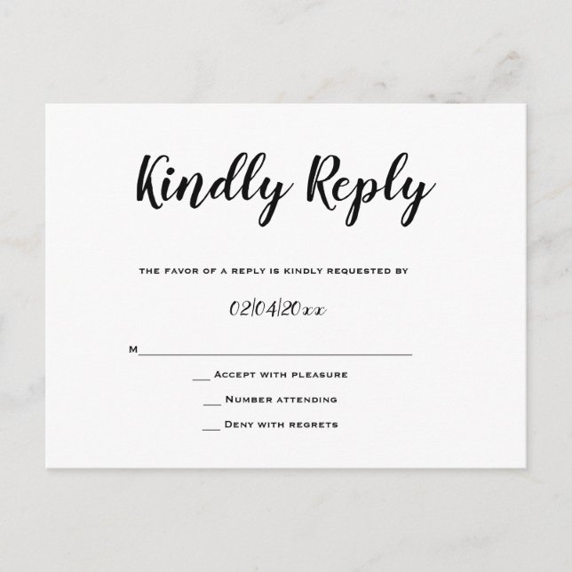Typografy Response Wedding RSVP Cards Postkarte (Vorderseite)