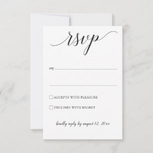 Typografy Wedding RSVP / Reply Card (schwarz) Karte
