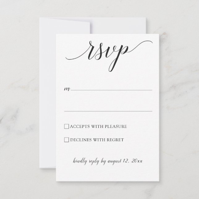 Typografy Wedding RSVP / Reply Card (schwarz) Karte (Vorderseite)