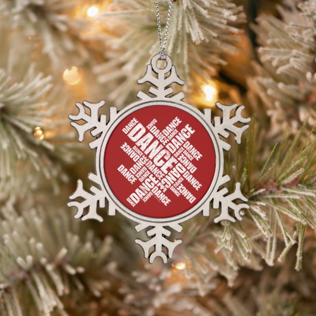 Typographic Dance (Distressed) Snowflake Pewter Ch Schneeflocken Zinn-Ornament (Baum)