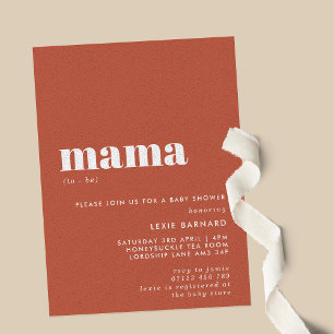 Typographic Mama To Be Earth Tone Baby Shower Einladung