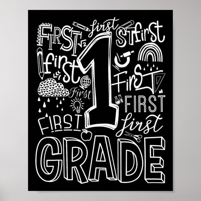 Typography 1st Grade Team Student Teacher  Poster (Vorne)