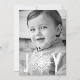 Typography Joy Snowflake Christmas Photo Card Feiertagskarte