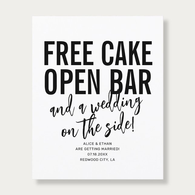 Typography QR Code Free Cake Wedding Save The Date Flyer (Von Creator hochgeladen)