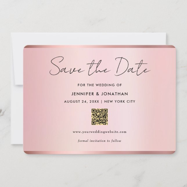 Typography Script Save The Date Chic Rose Gold (Vorderseite)