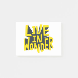 Typography sticker live in wonder Quote Post-it Klebezettel