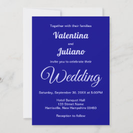 Typography Style Minimalist Dark Blue Wedding Einladung