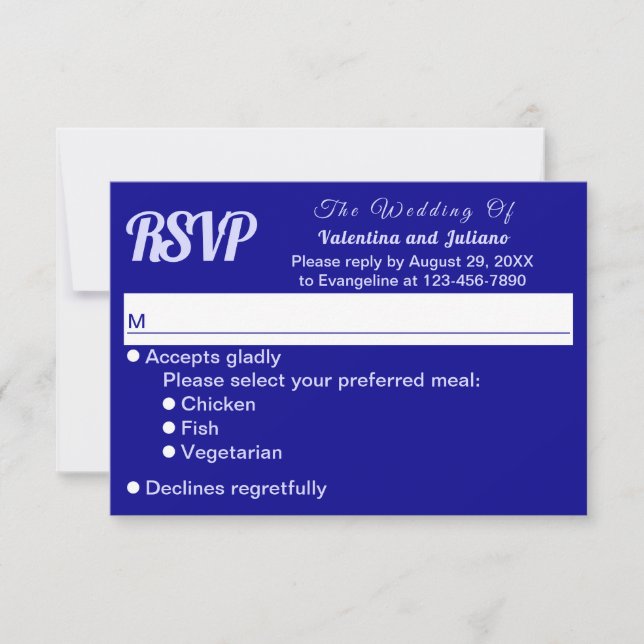 Typography Style Minimalist Dark Blue Wedding RSVP (Vorderseite)