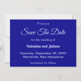 Typography Style Minimalist Dark Blue Wedding Save The Date
