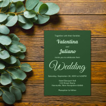 Typography Style Minimalist Dark Green Wedding