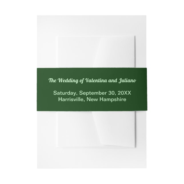 Typography Style Minimalist Dark Green Wedding Einladungsbanderole (Vorderseite Beispiel)