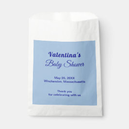 Typography Style Minimalist Light Blue Baby Shower Geschenktütchen