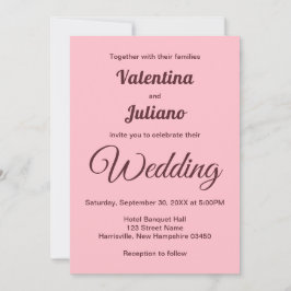 Typography Style Minimalist Pink Wedding Einladung