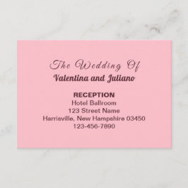 Typography Style Pink Wedding Reception Begleitkarte