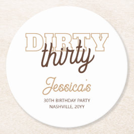 Typography Western Cowgirl 30th Birthday Party Runder Pappuntersetzer