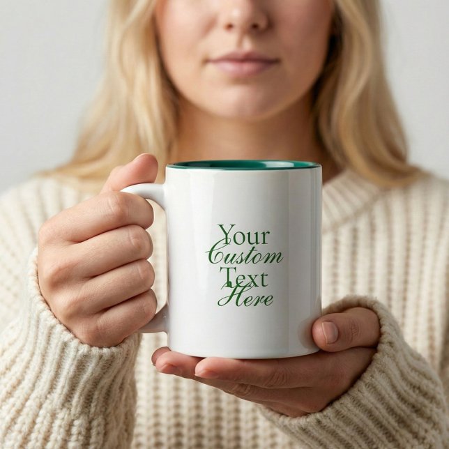 Typography Your Quote Serif And Script Green Zweifarbige Tasse (Von Creator hochgeladen)