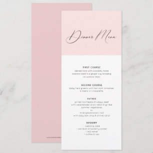 Typologie des Abendmenüs minimalistisch rosa und w Einladung