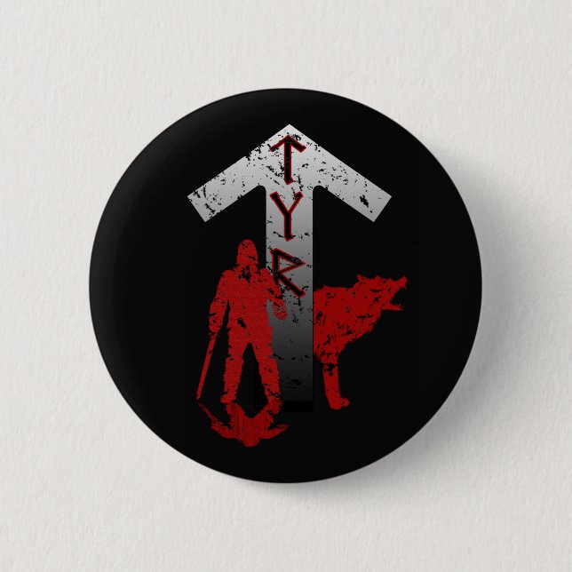Tyr und Fenrir Knopf Button (Vorderseite)
