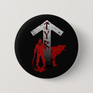 Tyr und Fenrir Knopf Button