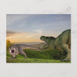 Tyrannosaurier-Dinosaurier-Schlacht Postkarte