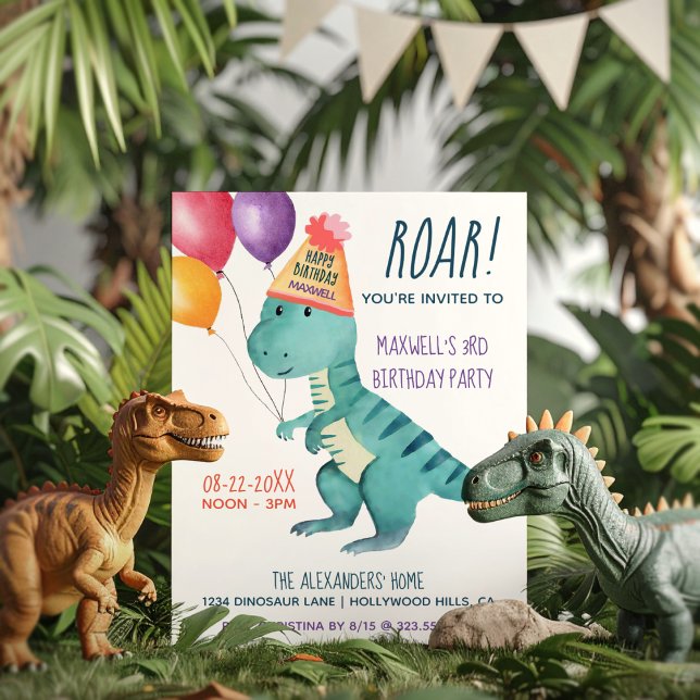 Tyrannosaurus Dinosaur Roar Kindergeburtstag Einladung (Von Creator hochgeladen)