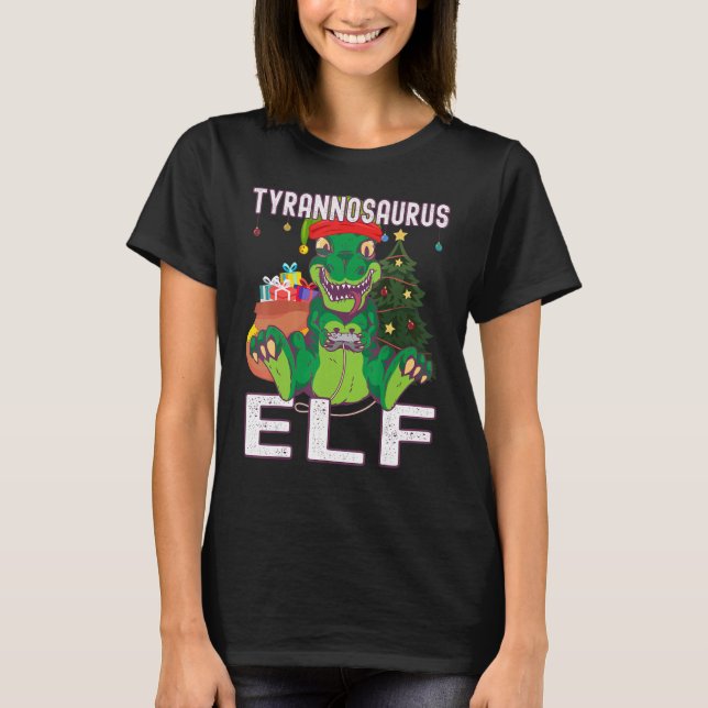 Tyrannosaurus Elf hielt mein Spiel an, hier Christ T-Shirt (Vorderseite)