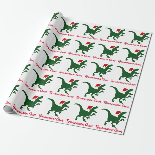 Tyrannosaurus kratzt Weihnachten Geschenkpapier (Ungerollt)