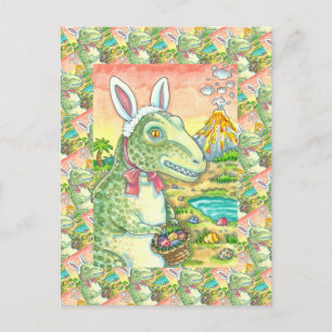 TYRANNOSAURUS, NIEDLICH T-REX, OSTBUNNY DINO FEIERTAGSPOSTKARTE