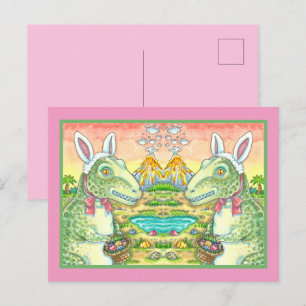 TYRANNOSAURUS, NIEDLICH T-REX, OSTBUNNY DINO FEIERTAGSPOSTKARTE