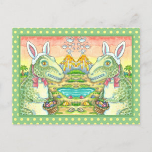 TYRANNOSAURUS, NIEDLICH T-REX, OSTBUNNY DINO FEIERTAGSPOSTKARTE