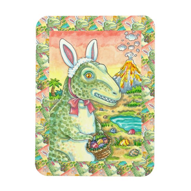 TYRANNOSAURUS, NIEDLICH T-REX, OSTBUNNY DINO MAGNET (Vertikal)