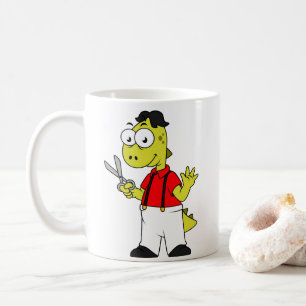 Tyrannosaurus Rex Barber mit Scheren. Kaffeetasse
