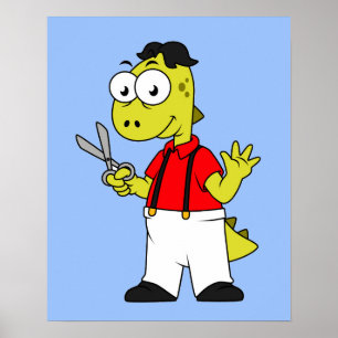 Tyrannosaurus Rex Barber mit Scheren. Poster