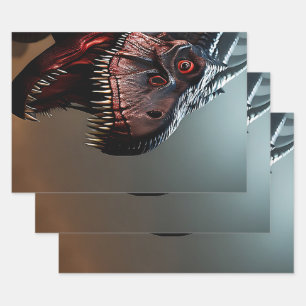 Tyrannosaurus Rex Beängstigendes Gesicht, Geschenkpapier Set